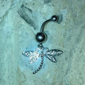 Sturdy & shiny 3/4” Dragonfly. 2” Stainless steel BELLY RING.Surgical steel bar.